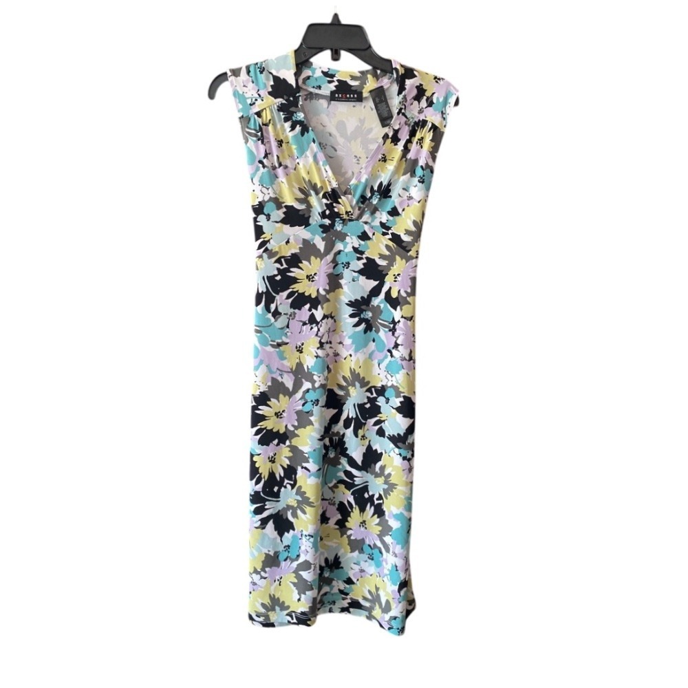 Axcess Floral Print Midi Dress V-Neck Sleeveless Casual Summer S ‎ Small NWT